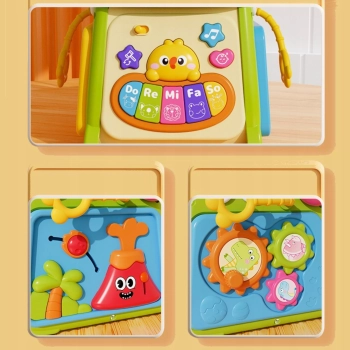 Kostka edukacyjna sorter pianinko sensoryczna labirynt zegar krokodyl MS007