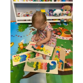 Edukacyjne drewniane klocki puzzle układanka 8765Ż