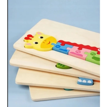 Edukacyjne drewniane klocki puzzle układanka 8765Ż