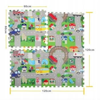 Gruba mata piankowa Eva duże puzzle pankowe 120x120x 1cm ulica EM2002P