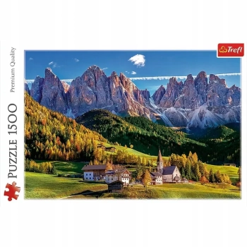 Puzzle Dolina Val di Funes, Dolomity, Włochy 1500 elementów Trefl 26163