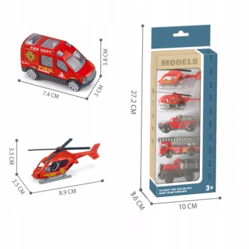Zestaw pojazdów strażackich resoraki helikopter dla dzieci 6136