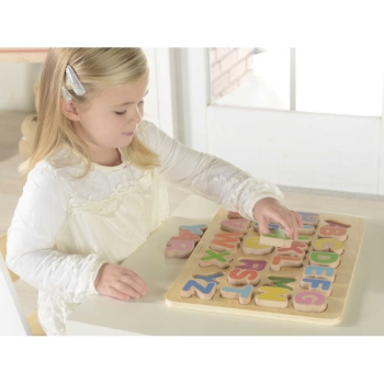 MASTERKIDZ Drewniana Tabliczka Edukacyjna Alfabet Wielkie Literki Montessori