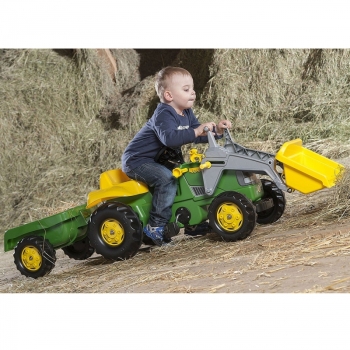 Rolly Toys RollyKid  John Deere Traktor na Pedały z Łyżką i Przyczepą - Zielony