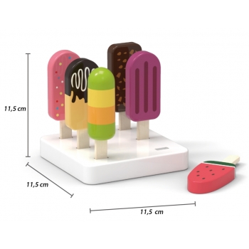 VIGA Zestaw Drewnianych Lodów na Patyku ze Stojakiem  6 szt.