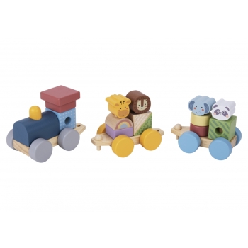 TOOKY TOY Kolejka Drewniana ze Zwierzątkami  Klocki Układanka Montessori