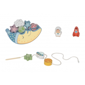 TOOKY TOY Kosmiczny Śpiący Księżyc Balansująca Układanka Drewniana Nawlekanka Montessori Kosmos