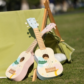 CLASSIC WORLD Drewniane Ukulele Gitara dla Dzieci Różowa