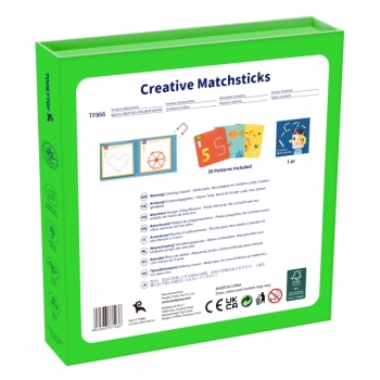 TOOKY TOY Drewniana Układanka Montessori Gra Logiczna Łamigłówki Zapałki Magnetyczne dla Dzieci 58 el.