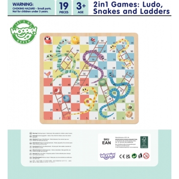 WOOPIE GREEN Gry Planszowe  Logiczne 2w1 Ludo Chińczyk + Uwolnij Zwierzątka