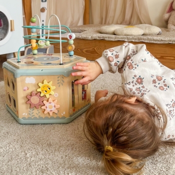 TOOKY TOY Interaktywny Drewniany Sześciokąt Montessori Otwierane Pudełko