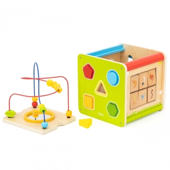 Viga Drewniana Kostka Edukacyjna 5w1