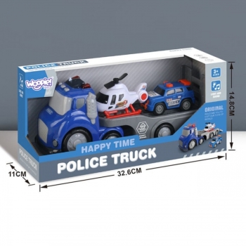 WOOPIE Niebieska Laweta Policyjna City Truck Efekty Dźwiękowe i Świetlne