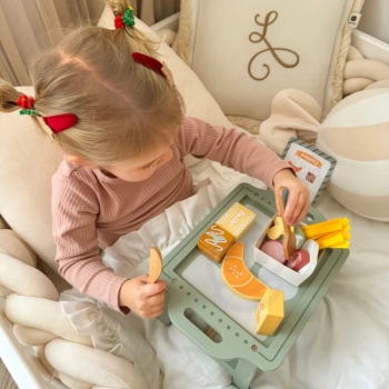 WOOPIE GREEN Zestaw Śniadaniowy z Tacą i Akcesoriami Serwis Pastelowy
