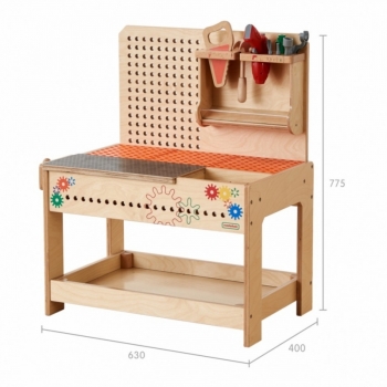 MASTERKIDZ Drewniany Warsztat Montessori STEM z Narzędziami + Akcesoria